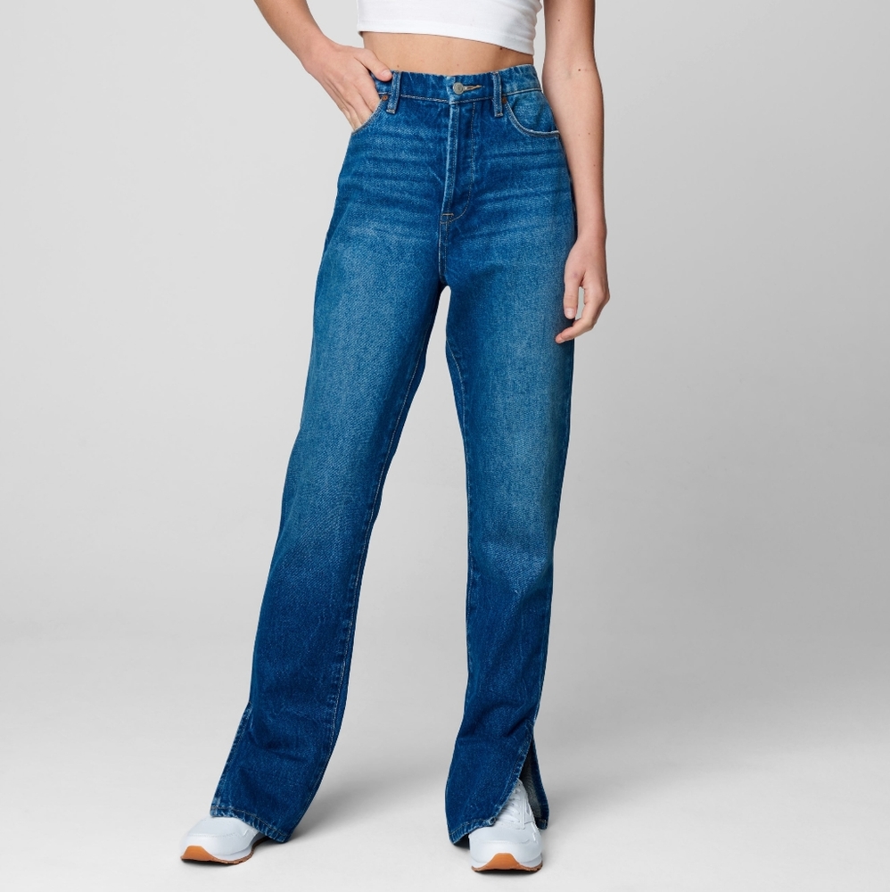 NWT BlankNYC Being Alive Wash Cooper Side Slit Long Slim Straight Leg Jeans 27 - Picture 1 of 11